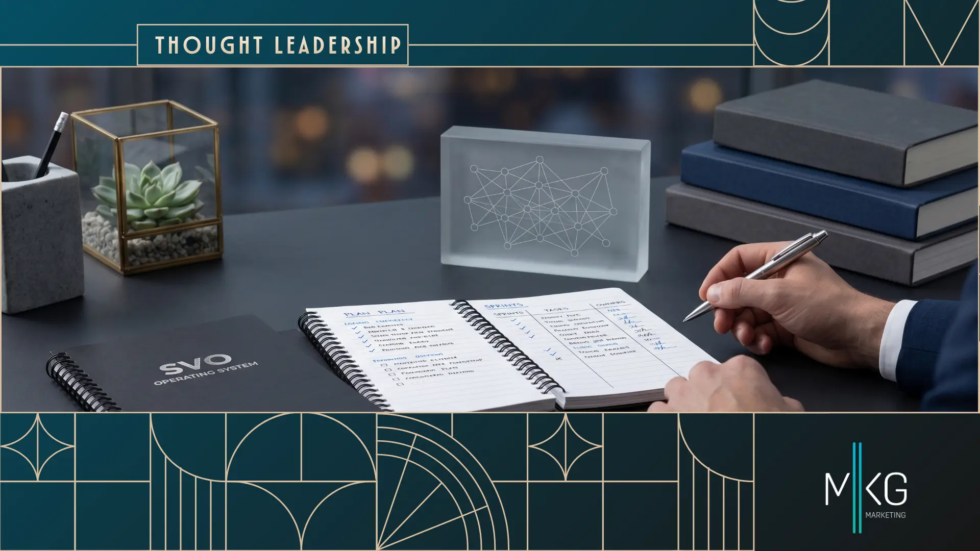 Thought leadership workspace with AI strategy planning.